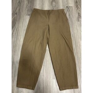 Eileen Fisher Womens Organic Cotton Hemp Ankle Pants Brown Side Zip Large L/G